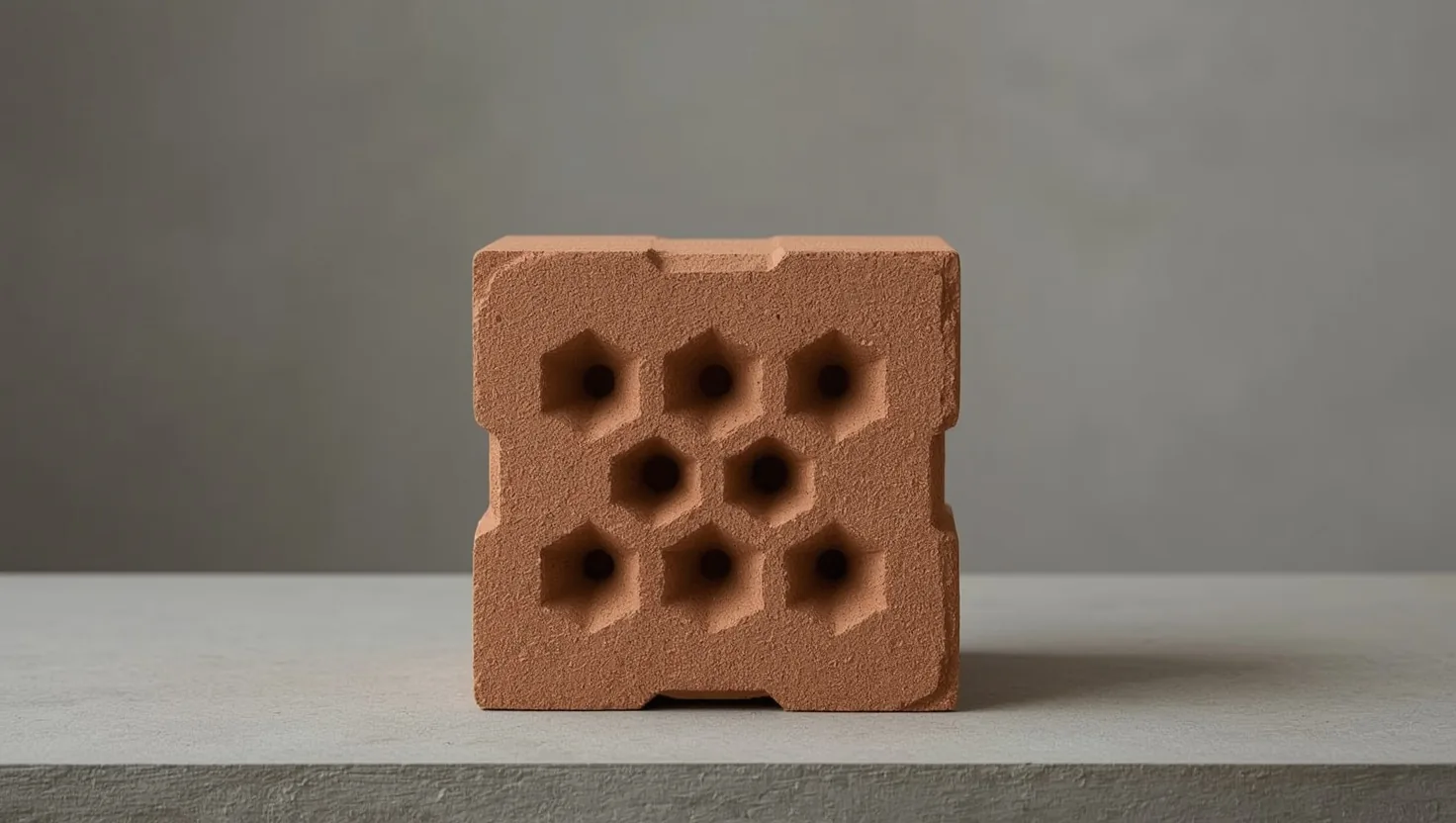 Blocco in laterizio porizzato con la geometria dei fori a vista