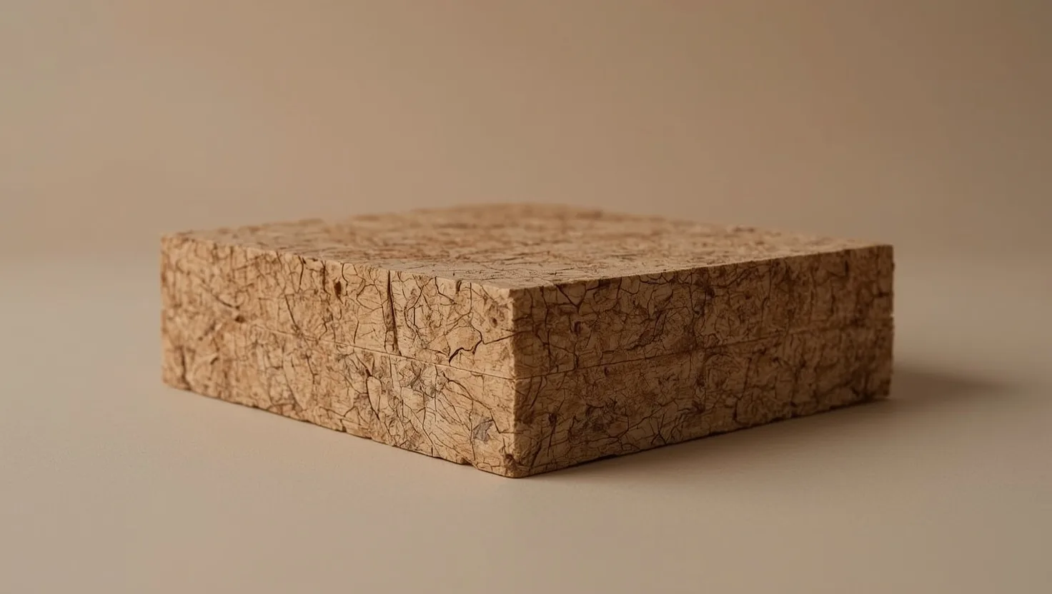 Blocco e pannelli di sughero espanso con la struttura cellulare a vista